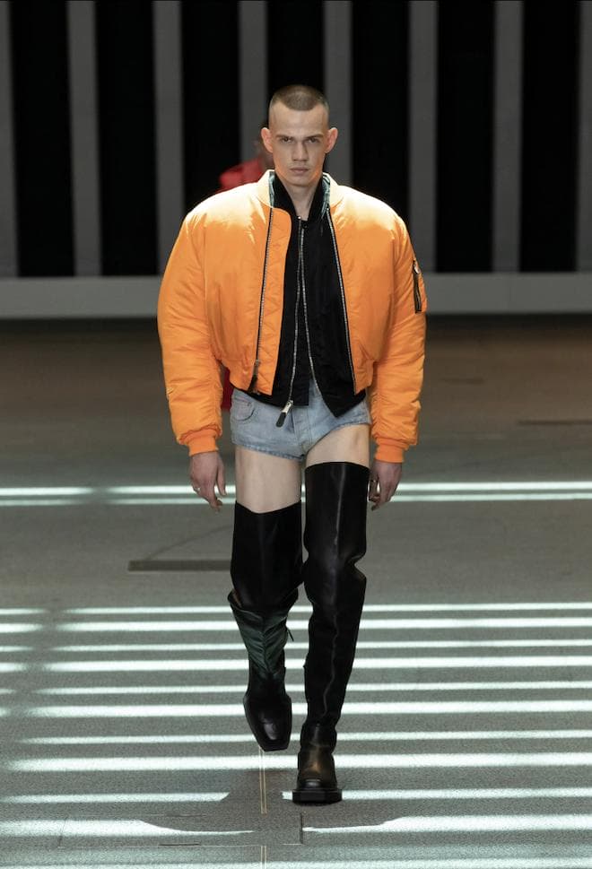 VTMNTS Oversized Orange Jacket and Thigh High Boots Spring Summer Menswear 2023 Runway 