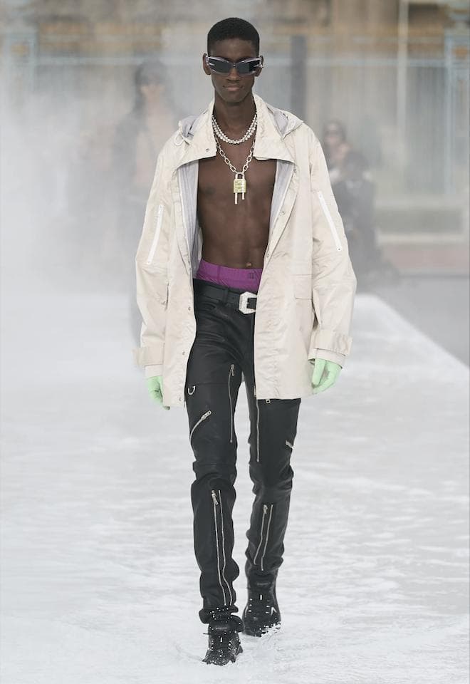 Givenchy Runway Collection White Jacket and Chunky Silver Jewellery Spring Summer 2023