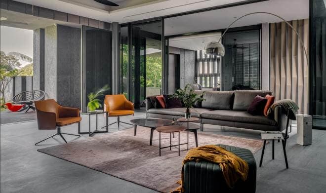One of the stylish living areas in this spacious home