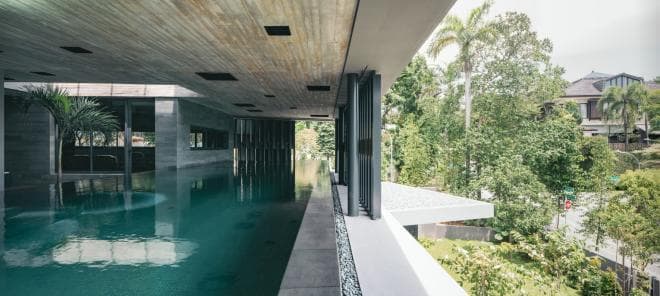 The indoor swimming pool adds a resort-feel to this bungalow