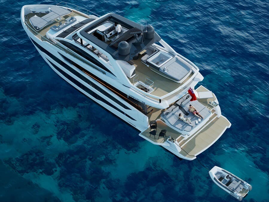 The Pearl 82 includes a main-deck master cabin with forepeak access