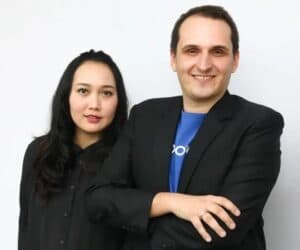 Indonesian healthcare solutions company Alodokter's Suci Arumsari and Nathanael Faibis.
