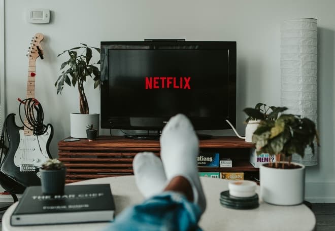 Lounging alone and watching Netflix