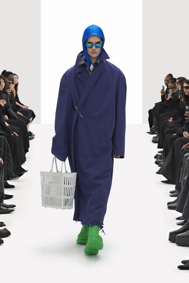 Bright green Crocs rainboots featured in Balenciaga's Spring 2022 show. Photo: Balenciaga