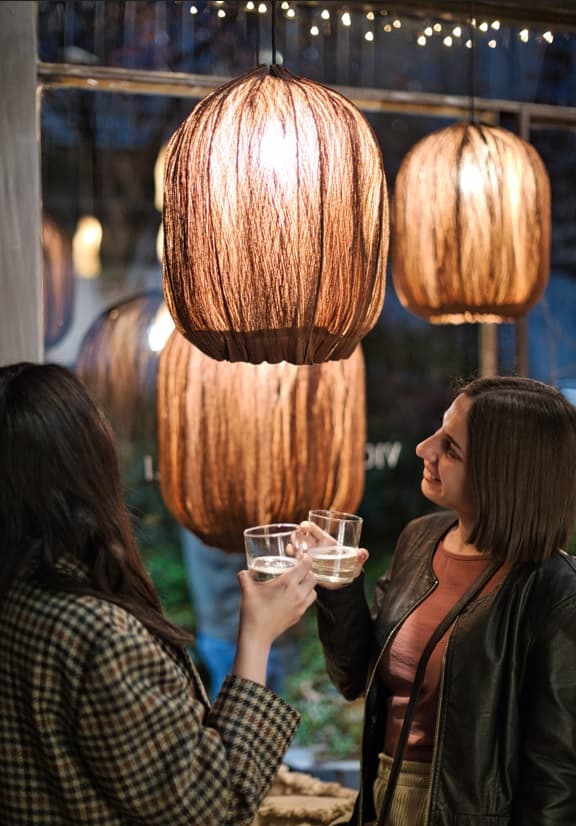 Guests enjoyed viewing some of the handmade lighting designs by Let's Pause. Image: Daniele Fragale.