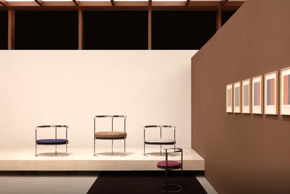 Left: Luigi Caccia Dominioni's "Catilina" chairs in limited edition pieces. Image: B&B Italia.