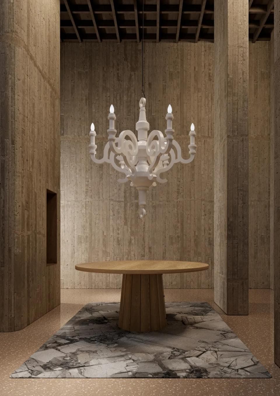 Studio Job's iconic "Paper Chandelier", designed in 2005, gets a version 2.0, all thanks to an integrated LED and 3D-printed frame. Image: Moooi.