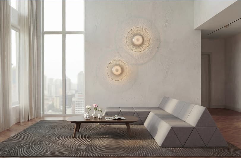 Yves Béhar "Sofá Picos"está formado por módulos tapizados triangulares. Imagen: Moooi.